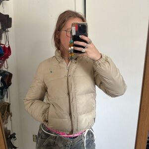 Old Navy Tan Puffer Jacket Modern Casual Design